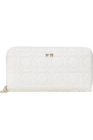 V°73 Accessoires, Dames, Wit, ONE Size, Leer, Witte Reliëfportemonnee