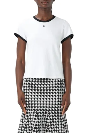 Alexander McQueen Tops, Dames, Wit, M, Wit Elegant T-shirt met Korte Mouwen