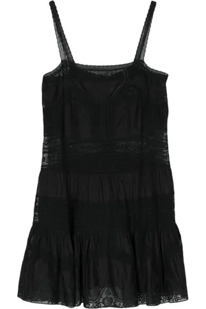 ZIMMERMANN Kleedjes, Dames, Zwart, M, Katoen, Korte jurk met kanten details