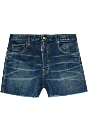 Dsquared2 Korte broeken, Dames, Blauw, 3Xs, Denim, Denim shorts met vintage effect