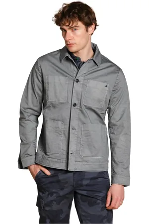 Masons Jassen, Heren, Grijs, S, Katoen, Chevron Katoenen Heren Overshirt