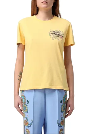 Etro Tops, Dames, Geel, XL, Katoen, Paisley Print Tee