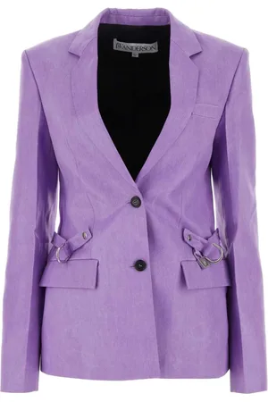 J.W.Anderson Jassen, Dames, Paars, 2Xs, Wol, Lichtpaarse Jacquard Blazer