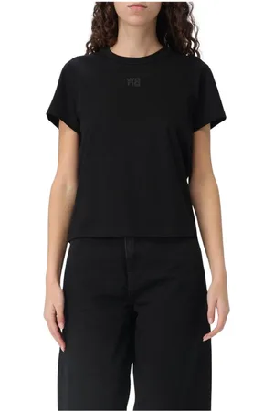 Alexander Wang Tops, Dames, Zwart, S, Katoen, Zwarte Crew Neck T-Shirt