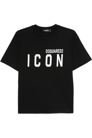 Dsquared2 Tops, Dames, Zwart, XS, Katoen, Icon Print T-shirt met ronde hals