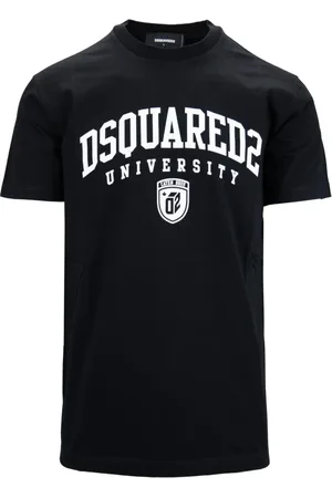 Dsquared2 Tops, Heren, Zwart, S, Katoen, Slip-On T-shirt met geribbelde randen