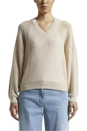 PESERICO SIGN Truien, Dames, , L, Katoen, Katoenen tricot trui met pailletten