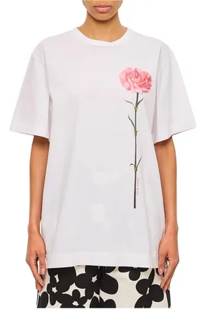 Simone Rocha Tops, Dames, Wit, S, Katoen, Witte Grafische Tee Shirt