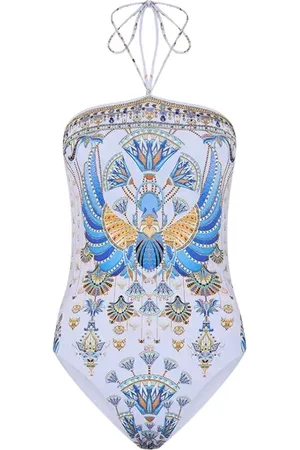 Camilla Badkleding, Dames, Veelkleurig, L, Witte badpak met kristalversieringen