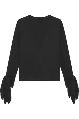 Givenchy Tops, Dames, Zwart, S, Elegante V-hals Blouse