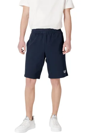 EA7 Korte broeken, Heren, Blauw, XS, Katoen, Blauwe Katoenen Shorts met Voorzakken