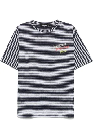 Dsquared2 Tops, Dames, Blauw, XS, Navy Gestreept Logo T-shirt
