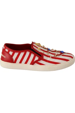 Dolce & Gabbana Rode Witte Anker Studded Loafers