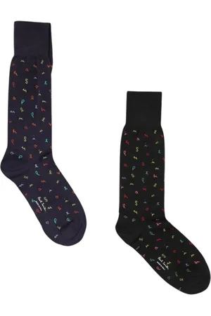 Paul Smith Ondergoed, Heren, Veelkleurig, ONE Size, Katoen, Kleurrijke Script Lettering Sokken