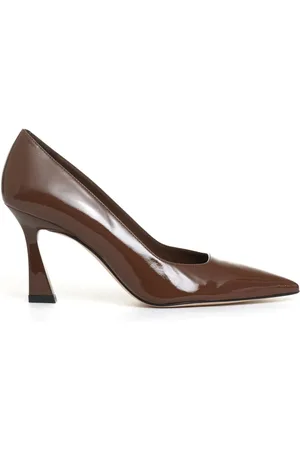 Stuart Weitzman Schoenen, Dames, Bruin, 36 EU, Coffee Patent Pump Heel 85mm