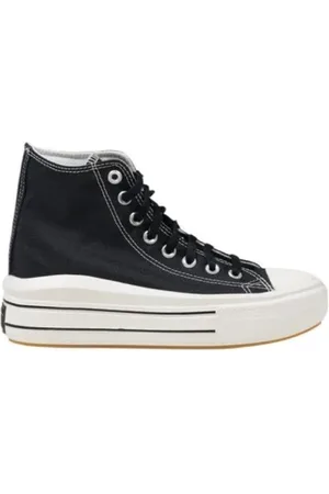 Converse Schoenen, Dames, Zwart, 38 EU, Leer, Leren Move Sneakers met Dikke Zool