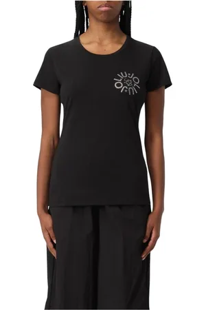 Liu Jo Tops, Dames, Zwart, XS, Stijlvol Logo T-shirt voor vrouwen