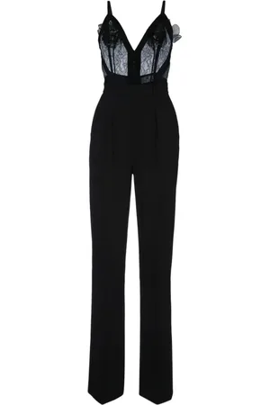 Elisabetta Franchi Jumpsuits & Playsuits, Dames, Zwart, L, Stijlvolle Jumpsuits met Applicatie Detail