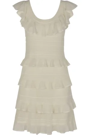 ZIMMERMANN Kleedjes, Dames, Wit, S, Polyester, Witte Kant Ruche Mini Jurk