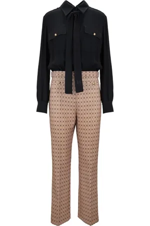 Elisabetta Franchi Jumpsuits & Playsuits, Dames, Veelkleurig, S, Polyester, Dames jumpsuit met knoop en rits