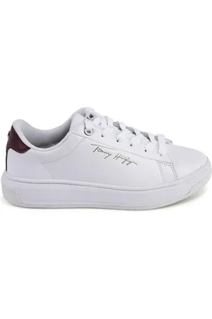 Tommy Hilfiger Schoenen, Dames, Wit, 40 EU, Leer, Witte Leren Casual Sneakers
