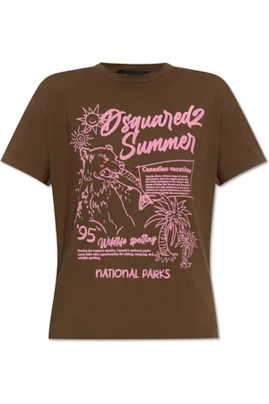 Dsquared2 Tops, Dames, Bruin, 2Xs, Katoen, T-shirt met Logo