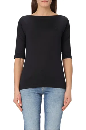 Dondup Tops, Dames, Zwart, XS, Katoen, Blauwe Boothals Mouwloze Top