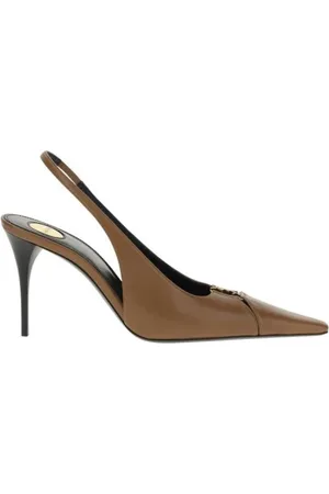Saint Laurent Schoenen, Dames, Bruin, 37 EU, Leer, Metalen Versierde Leren Pumps