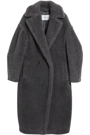 Max Mara Jassen, Dames, Grijs, L, Luxe Teddy 1 Kamelenharen Jas