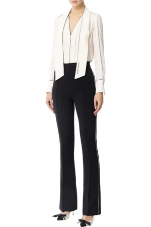 Elisabetta Franchi Jumpsuits & Playsuits, Dames, Wit, L, Satijn, Ivoor Georgette en Crepe Jumpsuit
