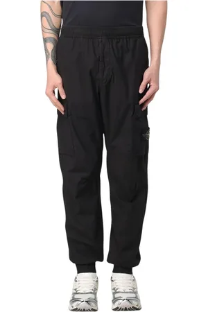 Stone Island Broeken, Heren, Zwart, W28, Blauwe Cargo Broek Relaxte Pasvorm