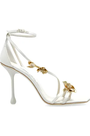 Jimmy Choo Schoenen, Dames, Wit, 37 1/2 EU, Leer, Heeled Sandalen Zea