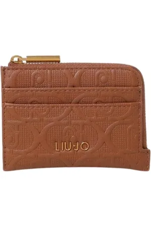 Liu Jo Accessoires, Dames, Bruin, ONE Size, Leer, Geëtste Kaarthouder Portemonnee Bruin