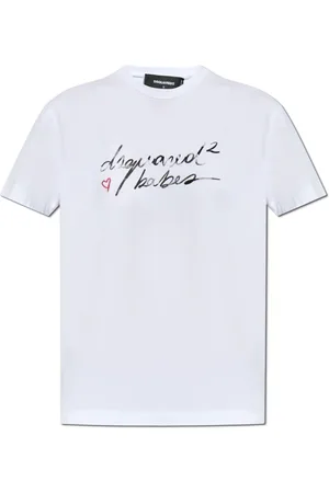 Dsquared2 Tops, Dames, Wit, L, Katoen, T-shirt met logo