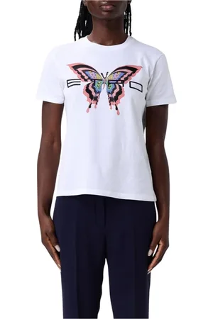 Etro Tops, Dames, Veelkleurig, XS, Katoen, Kleurrijke Butterfly Print T-shirt