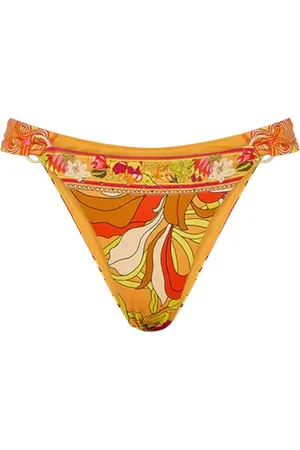 Camilla Badkleding, Dames, Veelkleurig, L, Bloemen Bikini Broekje met Decoratieve Ringen