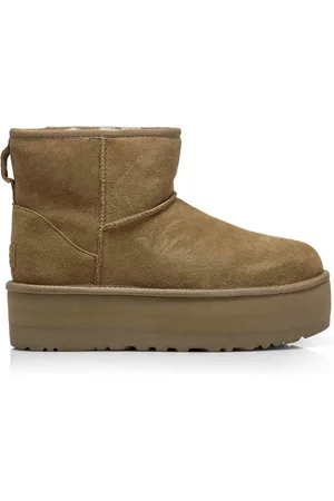 UGG Schoenen, Dames, Groen, 40 EU, Suède, Bruine Suède Plateau Enkellaarzen