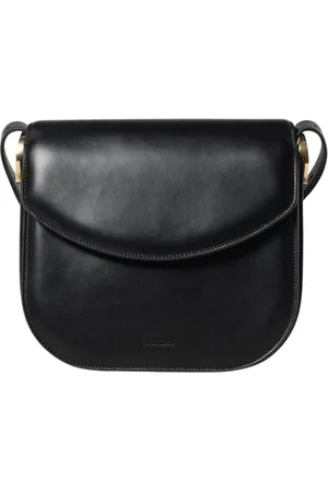 Jil Sander Tassen, Dames, Zwart, ONE Size, Leer, Zwarte Curve Schoudertas