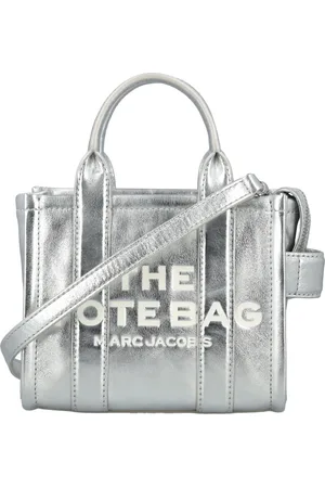 Marc Jacobs Tassen, Dames, Grijs, ONE Size, Zilveren Mini Tote Tas met Ronde Handvatten