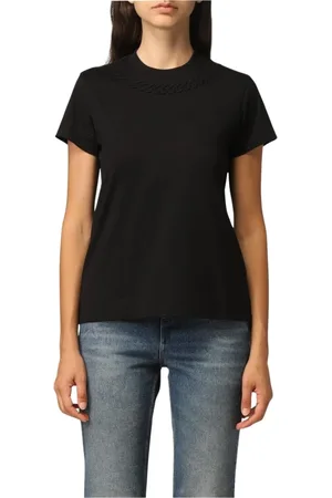 Givenchy Tops, Dames, Zwart, M, Katoen, Kettingdetail Katoenen Tee