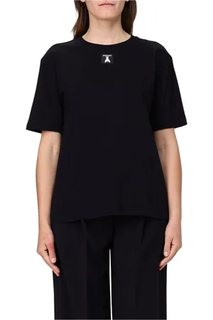 Patrizia Pepe Tops, Dames, Zwart, S, Katoen, Zwart Crew Neck T-Shirt