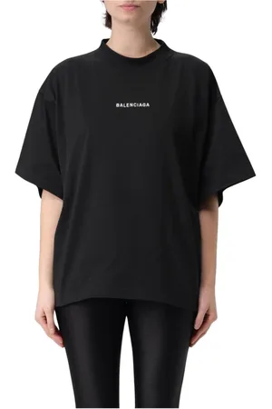 Balenciaga Tops, Dames, Zwart, L, Katoen, Katoenen Jersey T-Shirt Zwart Vrouw