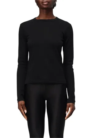 Helmut Lang Tops, Dames, Zwart, M, Katoen, Zwarte Aansluitende Top Minimalistisch Ontwerp