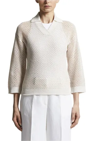 PESERICO SIGN Truien, Dames, , M, Wol, Alpaca wol technisch garen poloshirt met pailletten