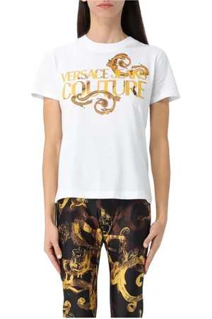 VERSACE Tops, Dames, Wit, 2Xs, Wit Logo T-shirt