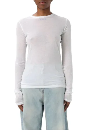 Msgm Tops, Dames, Wit, M, Wit Grafisch Print Casual T-Shirt