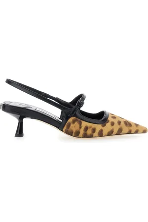 Jimmy Choo Schoenen, Dames, Bruin, 41 EU, Leer, Slingback pumps met luipaardmotief