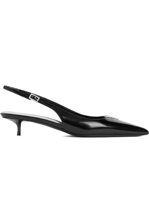 Saint Laurent Schoenen, Dames, Zwart, 37 EU, Leer, Zwarte Leren Puntige Neus Kristal Pump