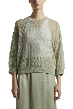 PESERICO SIGN Truien, Dames, Groen, 2Xs, Wol, Lichtgewicht Lurex alpaca tricot trui