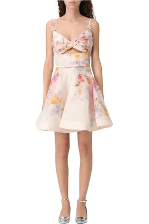ZIMMERMANN Kleedjes, Dames, Veelkleurig, M, Elegante Bloemen Mini Jurk